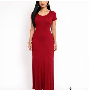 ReBeKah Vintage Red Maxi XS Scoop Neck Stretch Knit Dress Glam Whimsigoth Party